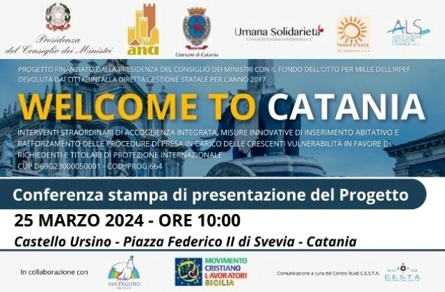 Catania. Lunedì 25 marzo si presenta il progetto “Welcome to Catania” promosso da ANCI e finanziato da Presidenza Consiglio dei Ministri